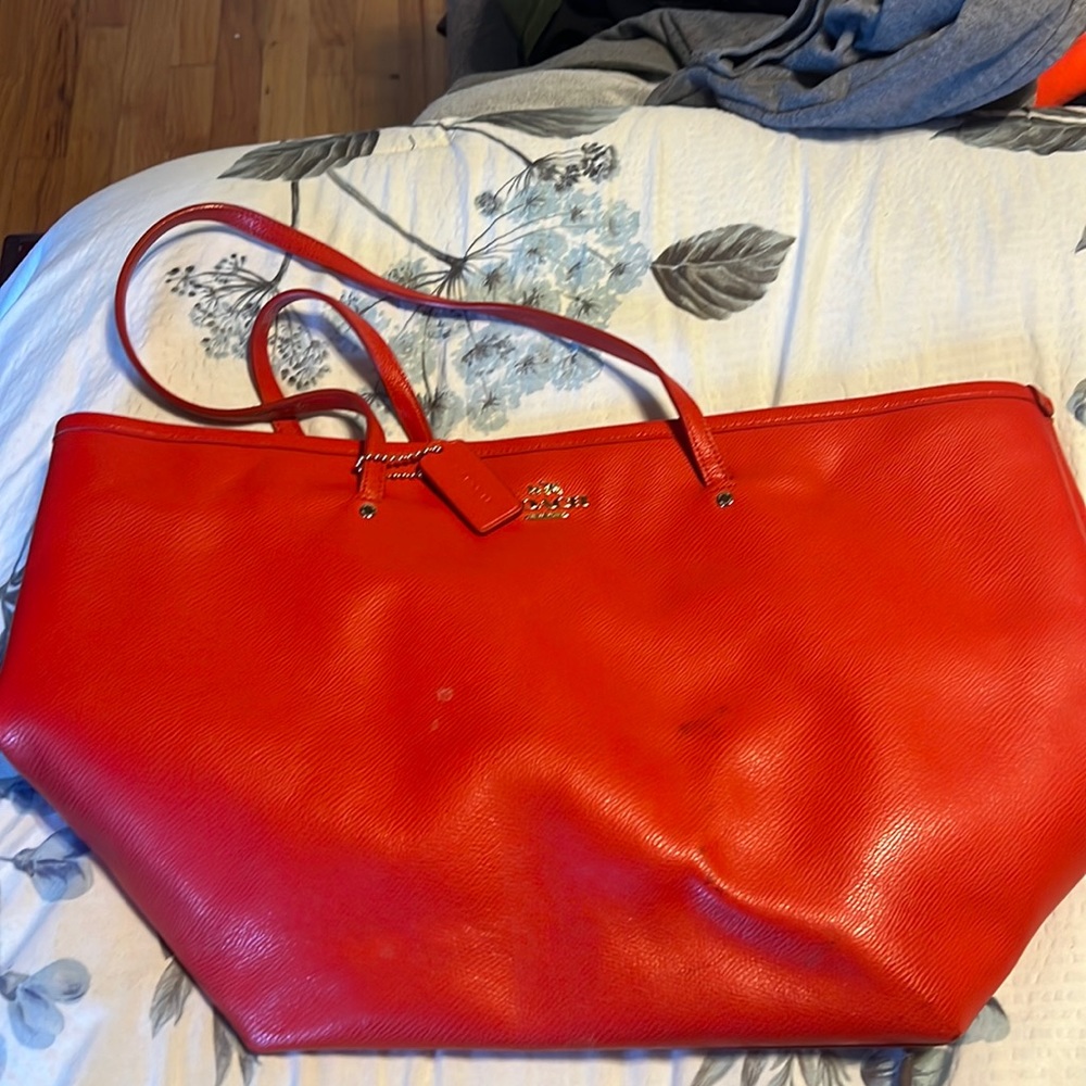 Coral Coach Tote